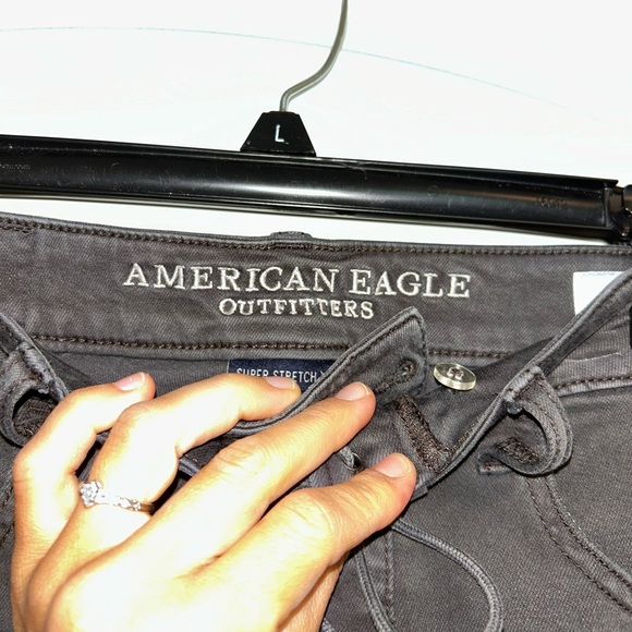 American Eagle High Rise Charcoal lace up super stretch X Jeggings - Picture 3 of 6